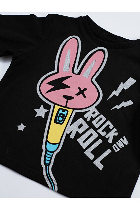 Rock And Bunny Kız Çocuk T-shirt Pantolon Takım