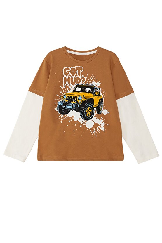 Jeep Arabalı Erkek Çocuk T-shirt Gabardin Pantolon Takım