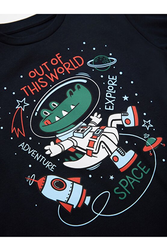 Astronot Timsah Erkek Çocuk T-shirt Pantolon Takım