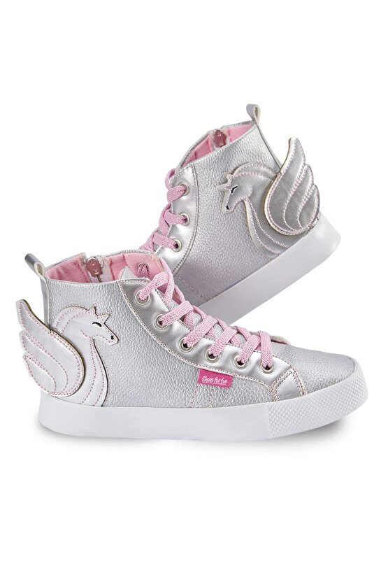 Kanatlı Unicorn Gümüş Kız Çocuk Sneakers