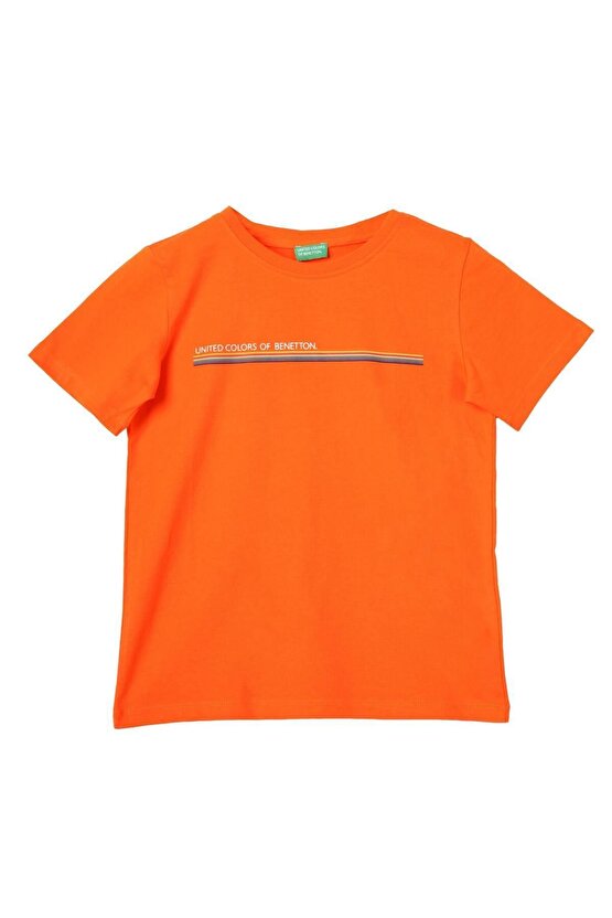 United Colors of Benetton Erkek Çocuk Turuncu T-shirt BNT-B21382