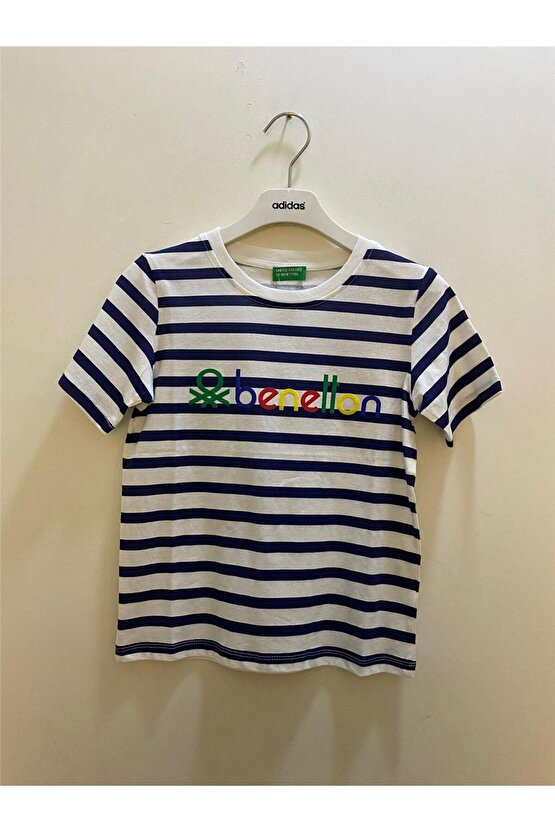 United Colors of Benetton Erkek Çocuk Çizgili Beyaz T-shirt BNT-B21392