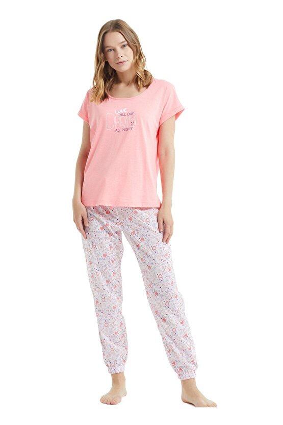 50798 Pembe Kısa Kollu Kadın Pijama Takımı