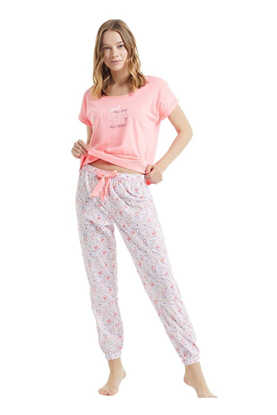 50798 Pembe Kısa Kollu Kadın Pijama Takımı