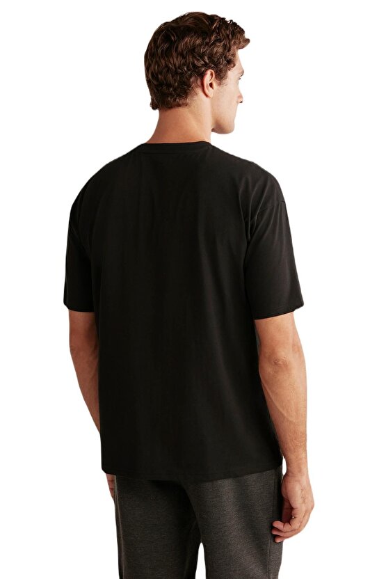 First Touch Erkek Oversize Siyah T-Shirt