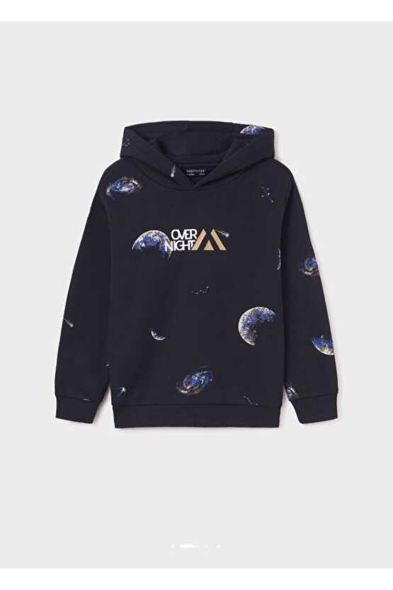 Erkek Çocuk Baskılı Kapüşonlu Sweatshirt 7426