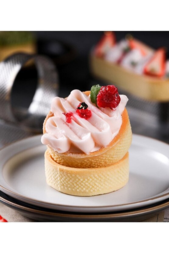 Narkalıp Yuvarlak Delikli Tart Kalıbı 12cm 4 Lü