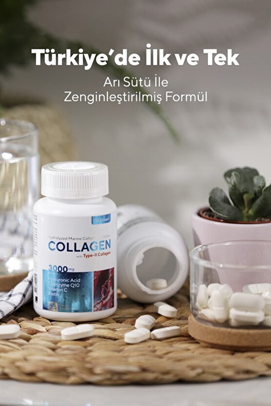 WeCollagen® 45 Tablet Type2 - 3000mg Kolajen Tip 1-3 Arı Sütü Biotin %100 Saf Diyet Takviyesi