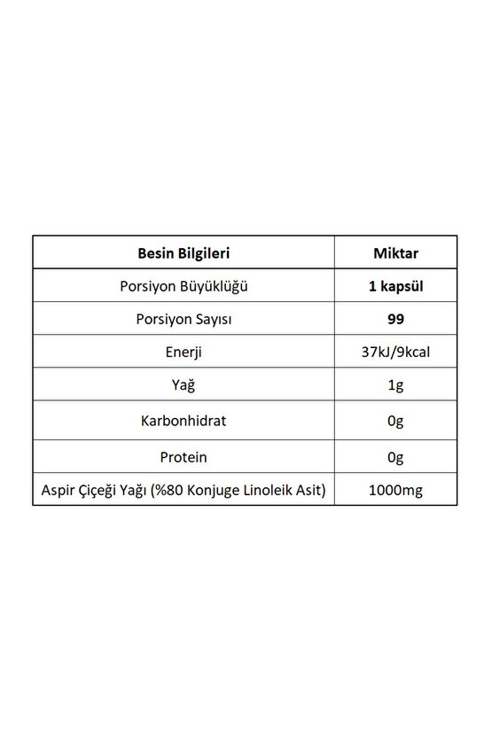 Clabig 1000 Mg 99 Kapsül Aspir Yağı Konjuge Linoleik Asit