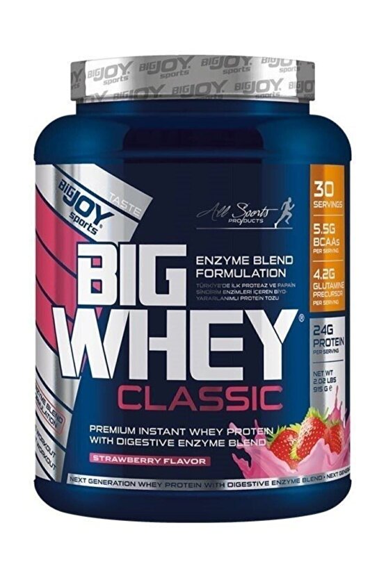 Big Whey Classic Çilek Aromalı Protein Tozu 990 gr 30 Servis - Shaker Hediyeli