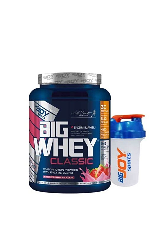 Big Whey Classic Çilek Aromalı Protein Tozu 990 gr 30 Servis - Shaker Hediyeli