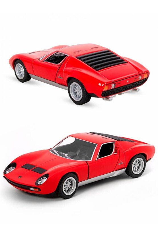 1971 Lmaborghini Miura Diecast Çek Bırak Metal Araba Kırmızı