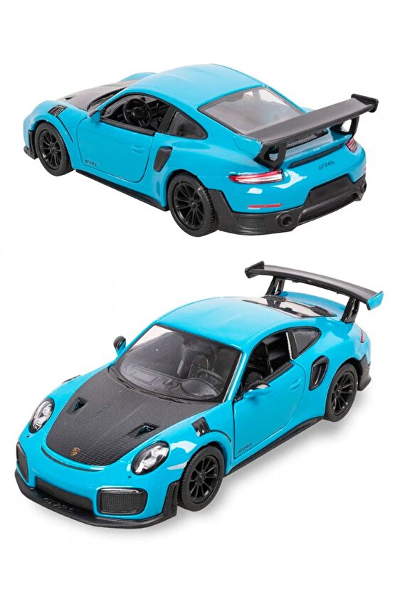 Porsche GT2 Rs Diecast Çek Bırak Metal Araba 1:34 Ölçek Turkuaz