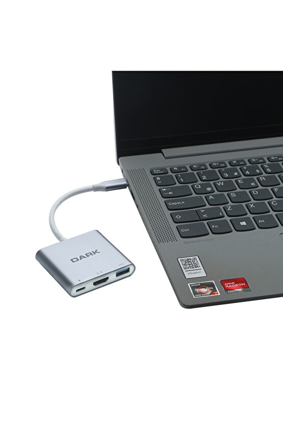 3 In 1 Usb3.1 Type C Erkek Hdmi Dönüştürücü (4k Uhd 60hz)  Usb 3.1 Type C Şarj Dönüştürücü