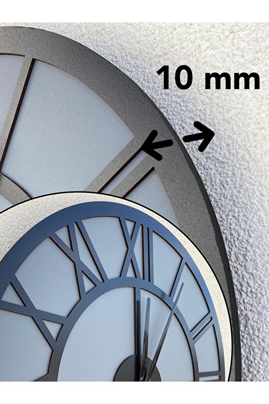 Yuvarlak Gri Dekoratif Duvar Saati