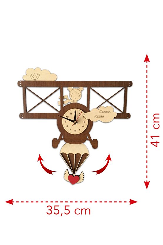 Canım Oğlum Uçak Dekoratif Sarkaçlı Duvar Saati