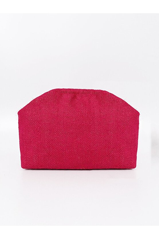 Kadın Pembe Jüt Hasır Clutch El Çantası