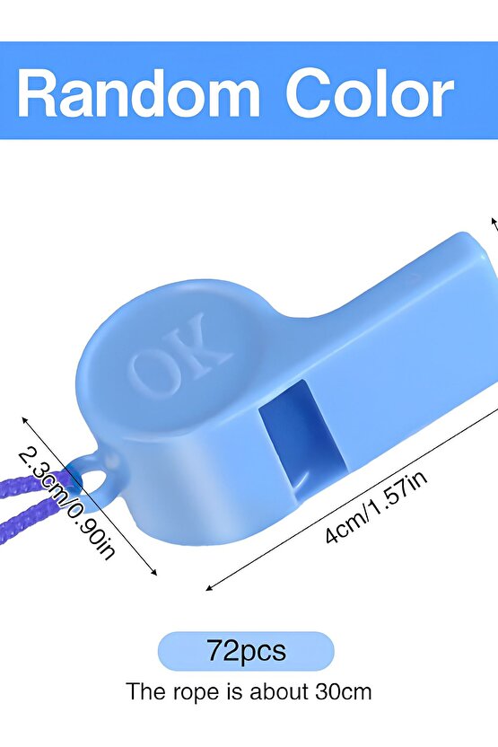 3 Adet Plastik Düdük, Askılı Spor Düdüğü, Renkli Düdük, Plastik, Hakem Düdüğü, Spor Düdüğü