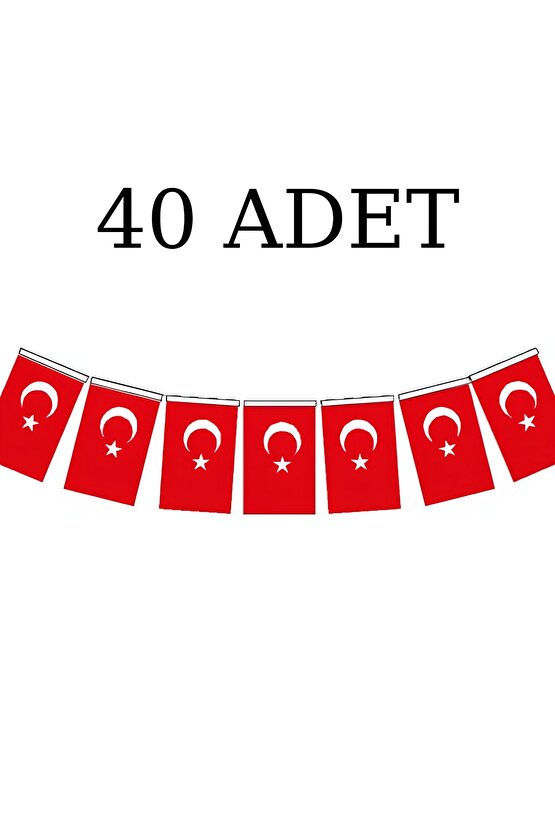 40 Adet Küçük İpli Bayrak Kağıdı – Renkli ve Neşeli Kutlama Ürünü