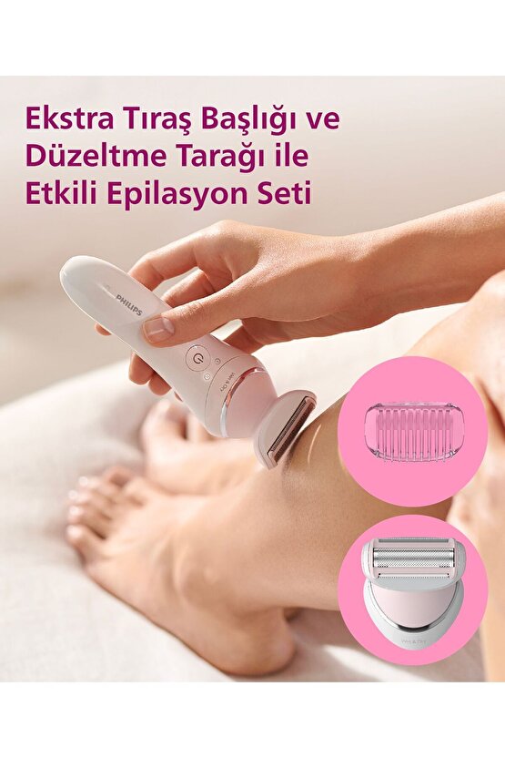 BRE71005 Epilatör (Yüz+Koltuk altı+Bikini Bölgesi+Bacak)Islak Ve Kuru,Işıklı,Kablosuz