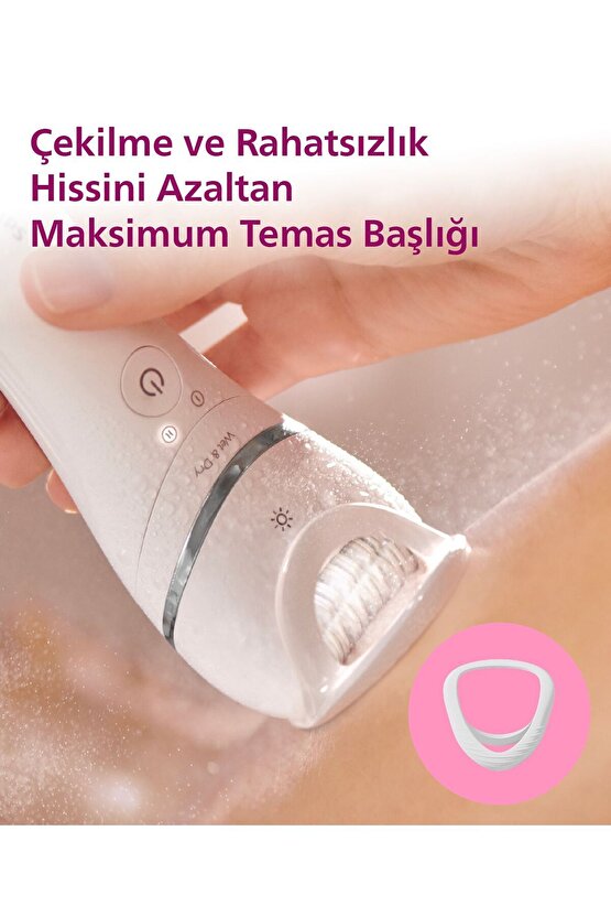 BRE70005 Epilatör (Yüz+Koltuk altı+Bikini Bölgesi+Bacak)Islak-Kuru,Işıklı,Kablosuz