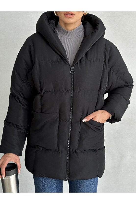 Puffer Yarasa Şişme Oversize Mont