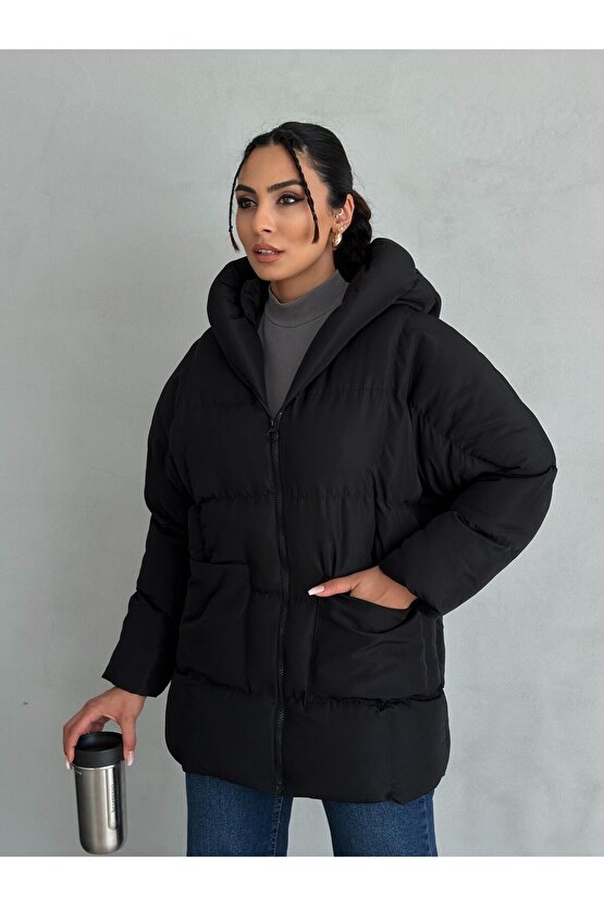 Puffer Yarasa Şişme Oversize Mont