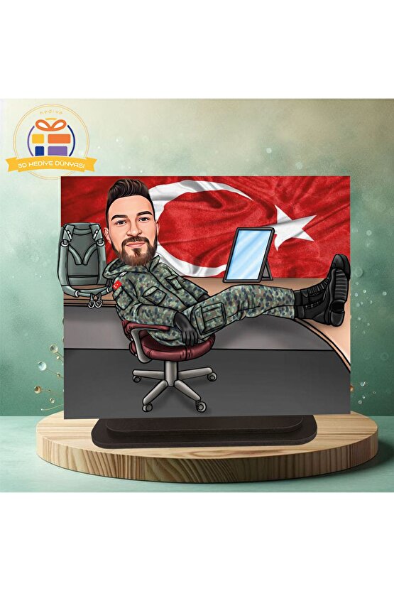 yatan rahat  asker karikatürü biblo hediye  3d masa üstü biblo hediyesi