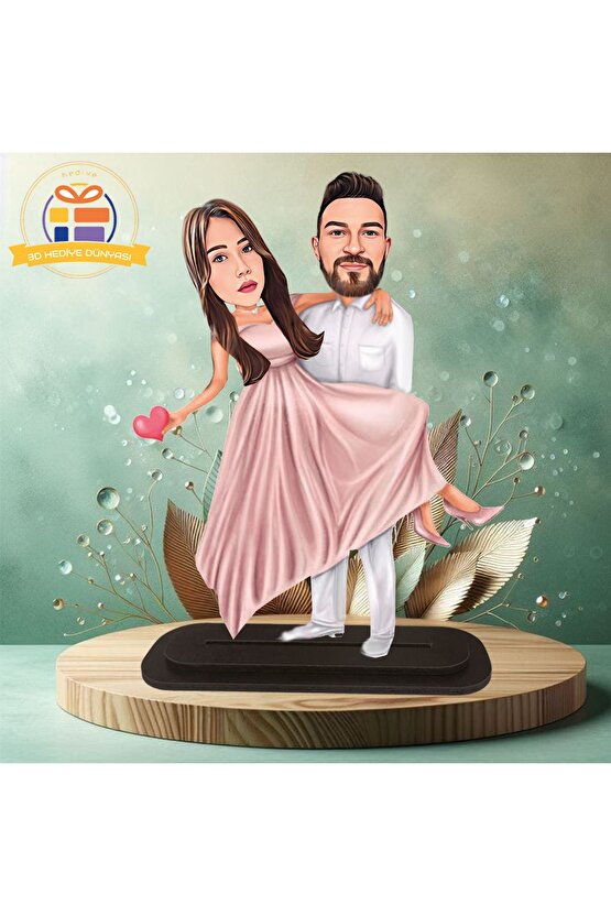 Romantik çift karikatürü Sevgili karikatürü biblo hediye  3d masa üstü biblo hediyesi