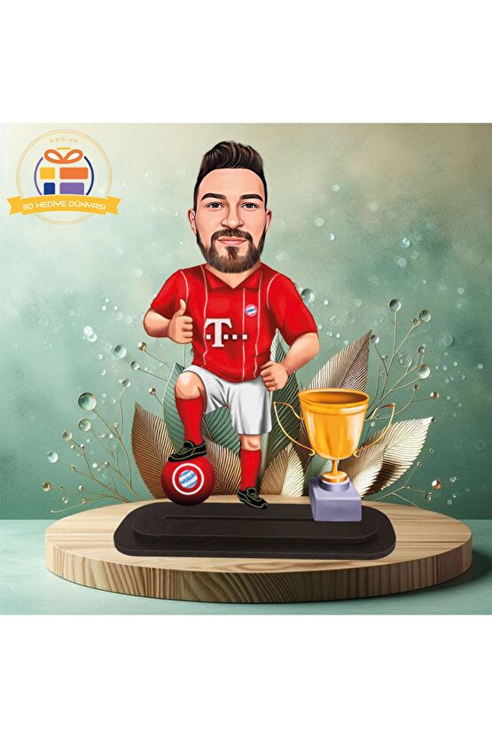 Kupa alan futbolcu karikatürü Futbolcu karikatürü biblo hediye  3d masa üstü biblo hediyesi