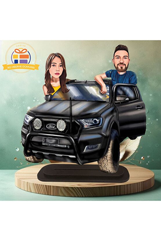 Jeep sevgili çift karikatürü biblo hediye  3d masa üstü biblo hediyesi