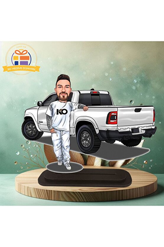 Jeep arabalı adam hediyesi Jeep sevdalısı karikatürü biblo hediye  3d masa üstü biblo hediyesi