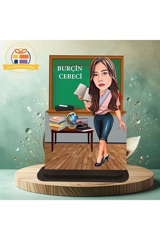 Öğretmen hediyesi karikatürlü biblo hediye  3d masa üstü biblo hediyesi