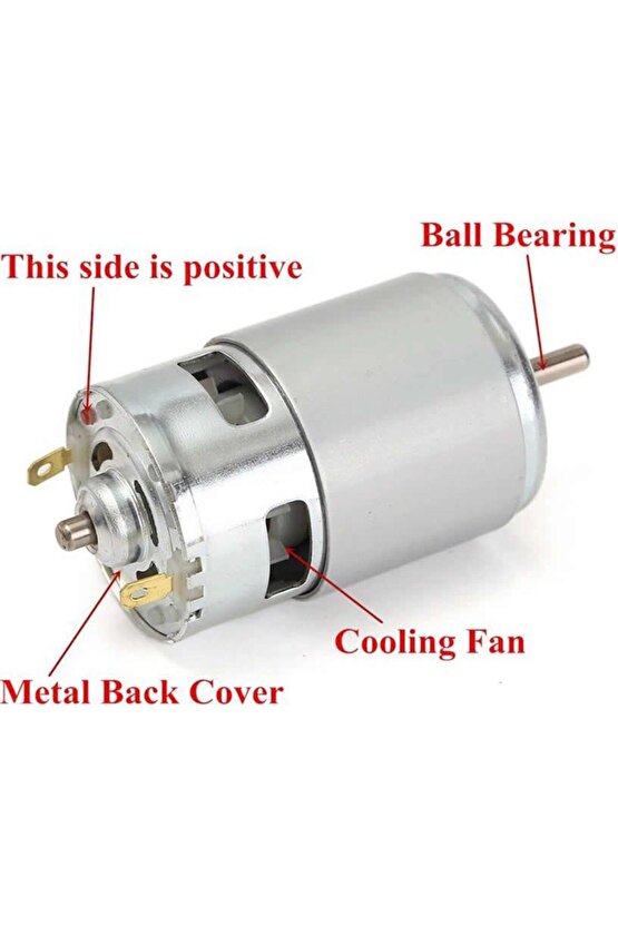 RS775 24V 3000 RPM Güçlü ve Dayanıklı Rulmanlı DC Motor | Hobi CNC, Matkap, Testere için