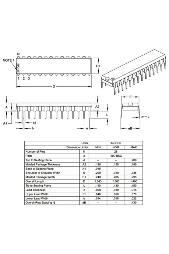 Pıc18f2620 Isp Dıp-28 8-bit 40mhz Mikrodenetleyici