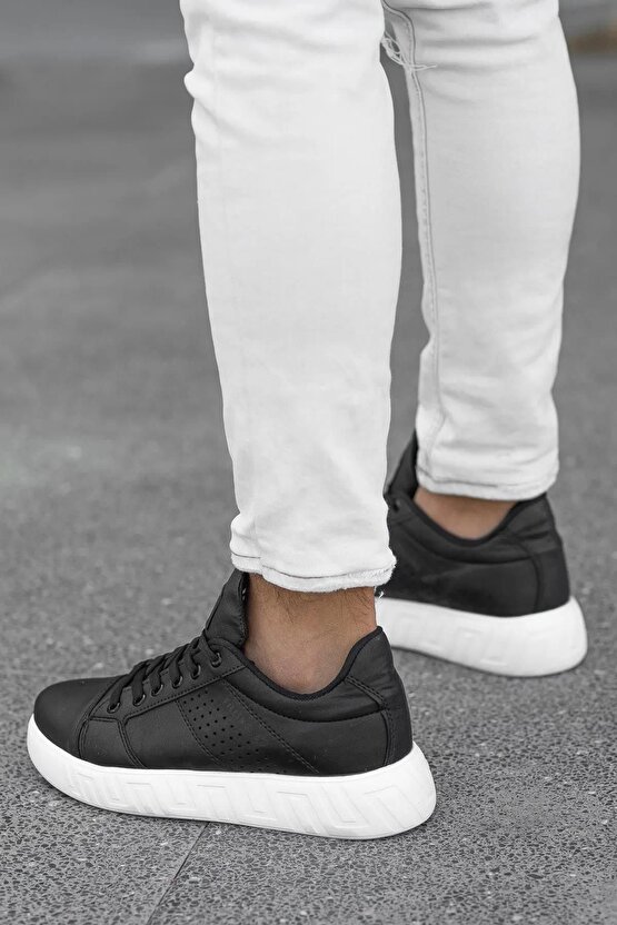 Erkek Lazer Cilt Deri Lifestyle Casual Şık Günlük Bağcıklı Ortopedik Sneaker Spor Ayakkabı