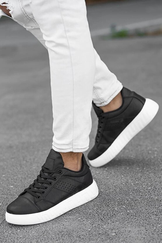 Erkek Lazer Cilt Deri Lifestyle Casual Şık Günlük Bağcıklı Ortopedik Sneaker Spor Ayakkabı