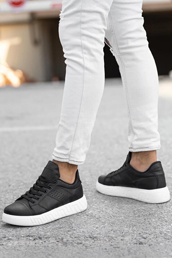 Erkek Lazer Cilt Deri Lifestyle Casual Şık Günlük Bağcıklı Ortopedik Sneaker Spor Ayakkabı