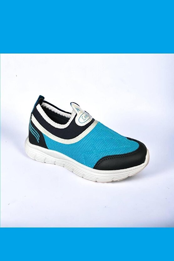 Ortopedik Bağcıksız Aqua Lastikli File Unisex Rahat Günlük Yürüyüş Sneaker Çocuk Ayakkabısı