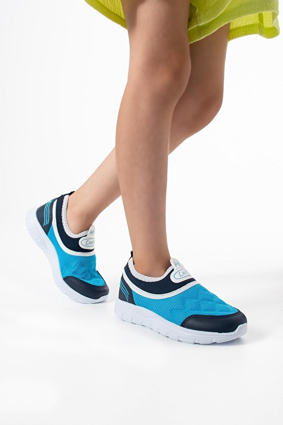 Ortopedik Bağcıksız Aqua Lastikli File Unisex Rahat Günlük Yürüyüş Sneaker Çocuk Ayakkabısı