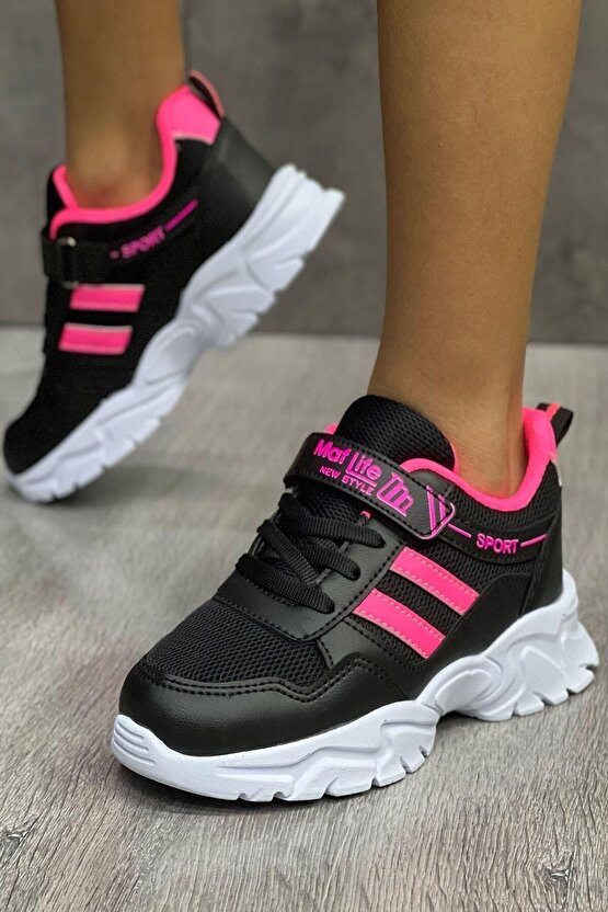 Lastikli Cırtlı Yumuşak Esnek Hafif Nefes Alabilen Unisex File Çocuk Sneaker Spor Ayakkabı