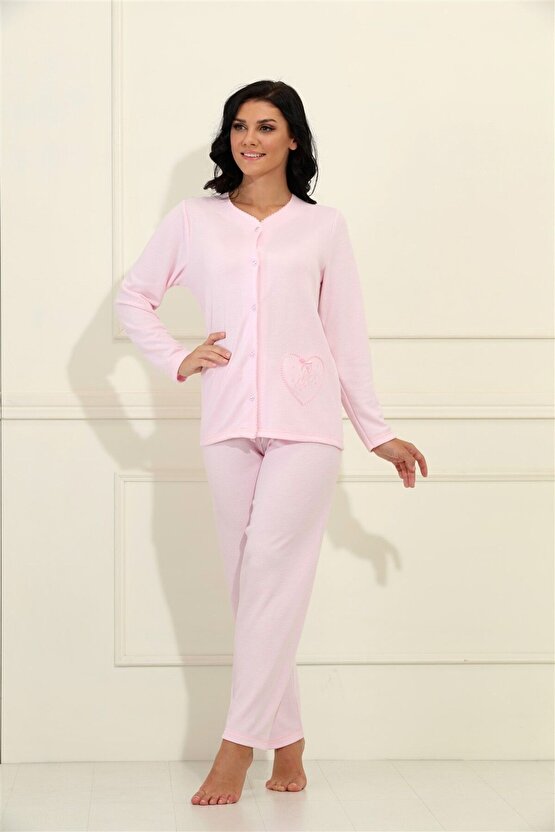 4 Düğmeli Uzun Kol %100 Pamuk Ekstra Soft Pijama Takımı 98044