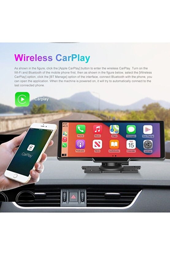 10.26 İNÇ CAR PLAY İOS ANDROİD UYUMLU 4K ULTRA HD ÖN ARKA ARAÇ KAMERASI BÜYÜK EKRAN WİFİ BLUETOOTH