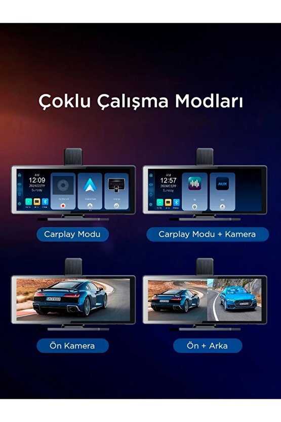 10.26 İNÇ CAR PLAY İOS ANDROİD UYUMLU 4K ULTRA HD ÖN ARKA ARAÇ KAMERASI BÜYÜK EKRAN WİFİ BLUETOOTH