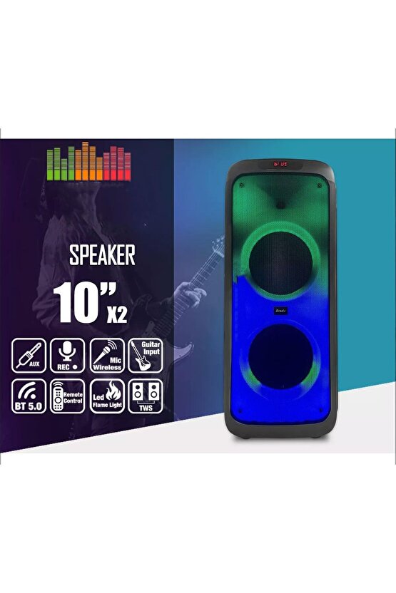 KABLOSUZ MİKROFONLU BLUETOOTH HOPARLÖR ŞARJLI TAŞINABİLİR BÜYÜK BOY PARTY SPEAKER GİTAR BAĞLAMA