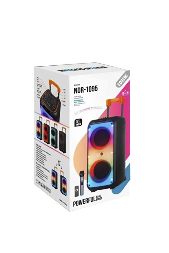 TORİMA NDR-1095 Siyah Taşınabilir Büyük Boy Rgb Bluetooth Mikrofonlu Parti Hoparlör