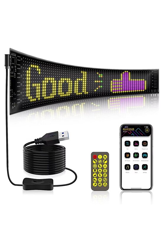 LED Matrix PANEL esnek USB 5V Bluetooth App kaydırma reklam LED araba sloganı esnek RGB Kayan YAZI