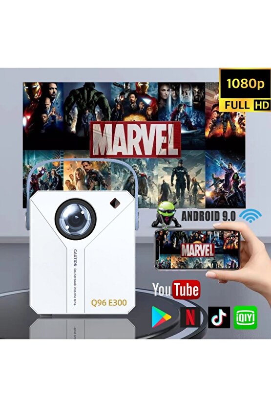 ANDROİD 4K ULTRA HD WİFİ PROJEKSİYON CİHAZI USB HDMİ TF CARD GİRİŞLİ DAHİLİ HOPARLÖR EKRAN YANSITMA