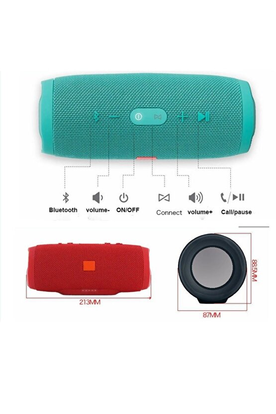 CHARGE3 BLUETOOTH SPEAKER KABLOSUZ ŞARJLI TAŞINABİLİR HOPARLÖR SD KART USB AUX GİRİŞLİ