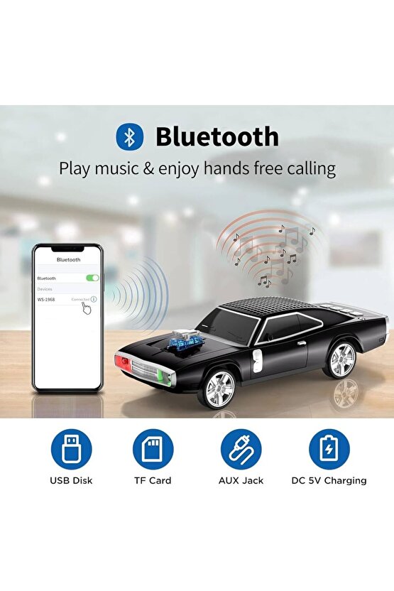 KLASİK DODGE CHALLENGER MODEL ARABA BLUETOOTH HOPARLÖR MP3 MÜZİKÇALAR LED IŞIKLI ŞARJLI SPEAKER